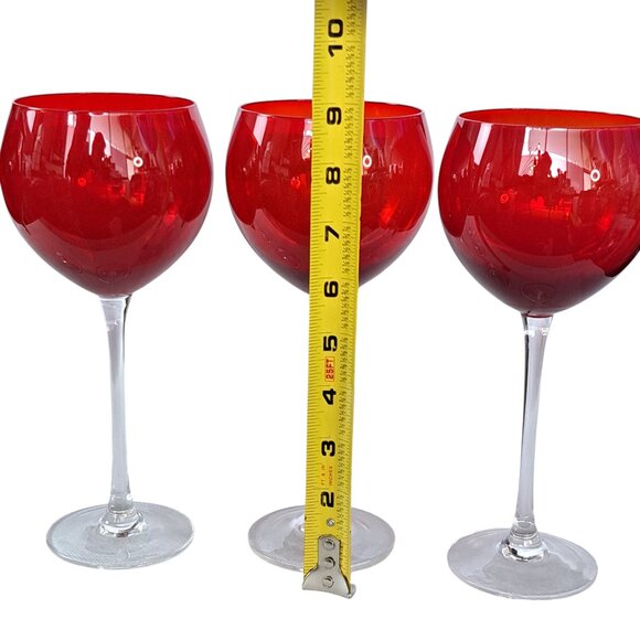Lenox Holiday Gems Ruby Red Balloon Cup Large Crystal Wine Glasses - Set of 4 - Picture 12 of 14